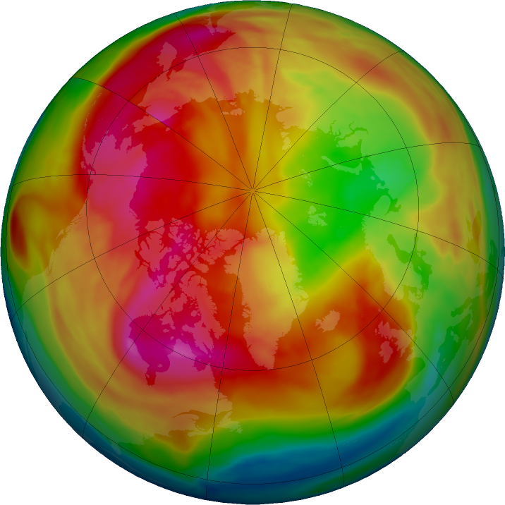 Arctic ozone map for 22 February 2024
